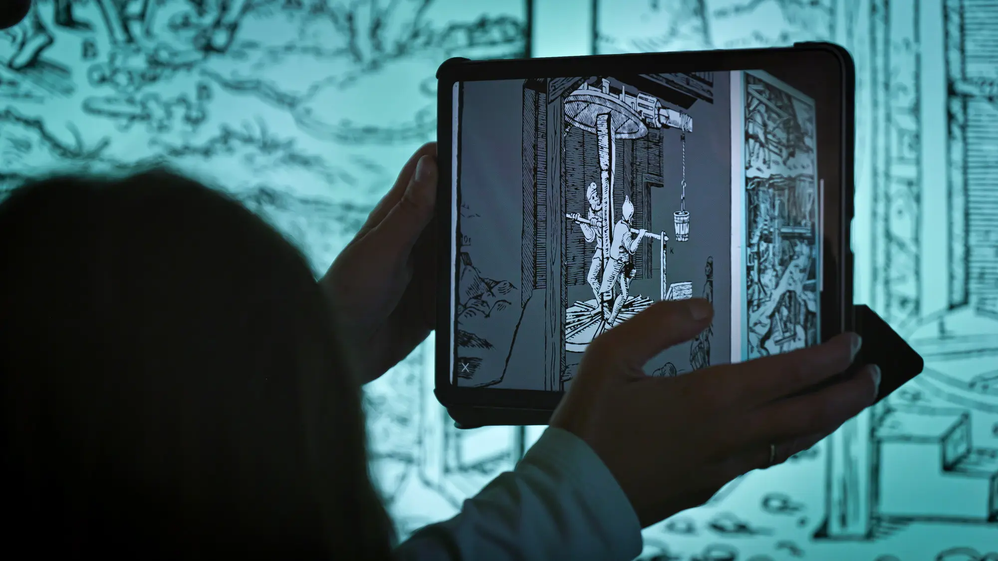 A markerless augmented-reality app for the Gold Mining Exhibition in Jílové u Prahy, anchoring 3D content in the museum on tablets and visitors' own phones.